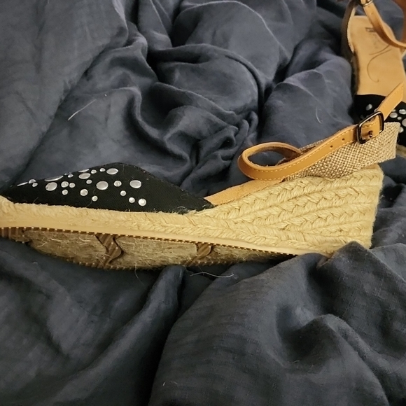 White Mountain Solar Black Espadrille Wedge Shoes - Picture 9 of 12